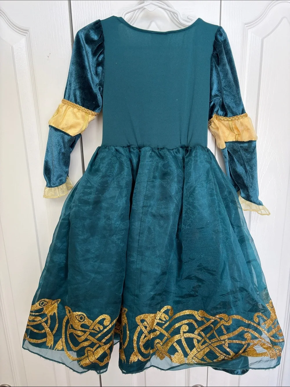 Disney Store Parks Brave Merida Green and Gold Princess Costume Dress 4